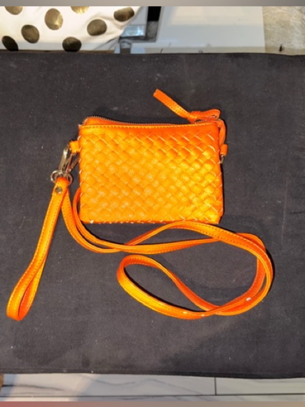 Woven Crossbody Card Wallet - Orange
